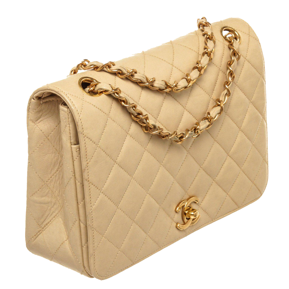 

Chanel Beige Quilted Leather Vintage Flap Bag