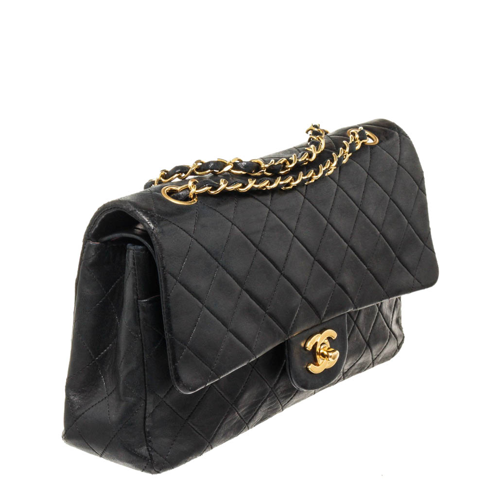 

Chanel Black Leather Double Flap Medium Bag