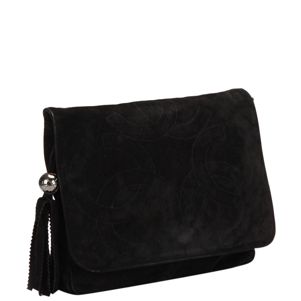 

Chanel Black Suede CC Crossbody Bag