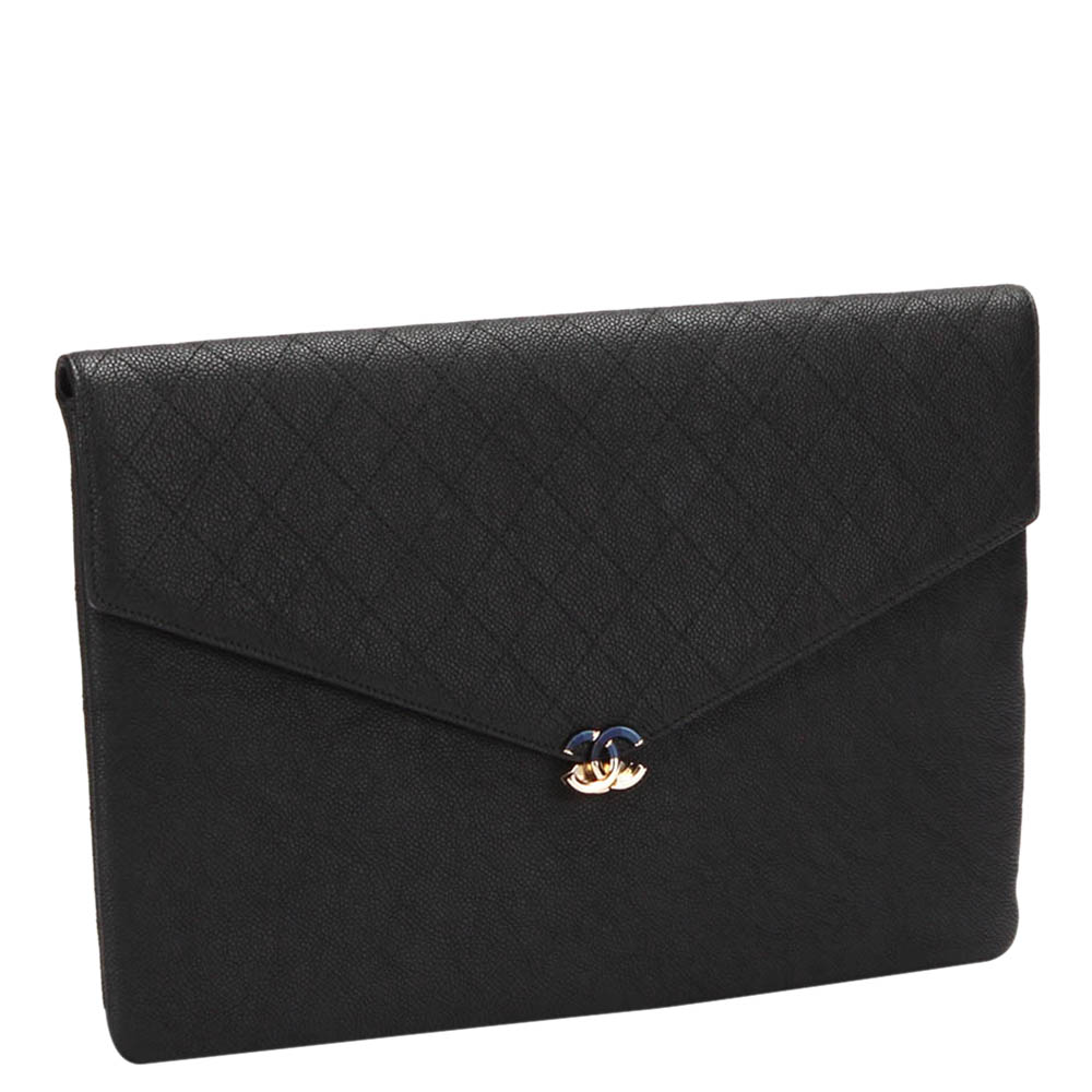 

Chanel Black Caviar Leather Clutch Bag