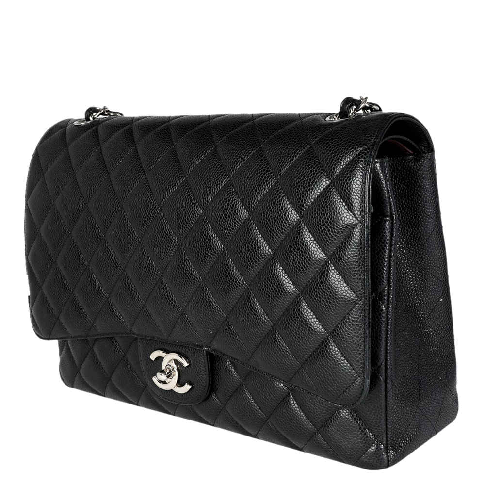 

Chanel Black Quilted Caviar Leather Maxi Classic Double Flap Bag