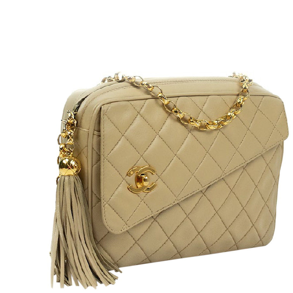 

Chanel Beige Quilted Leather Camera Shoulder Bag