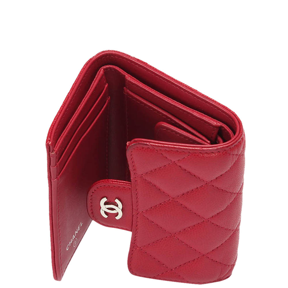 

Chanel Red Classic Flap Leather Small Wallet