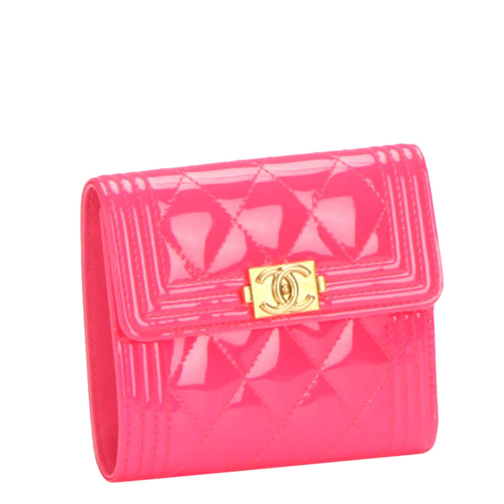 

Chanel Pink Patent Leather Boy Small Wallet