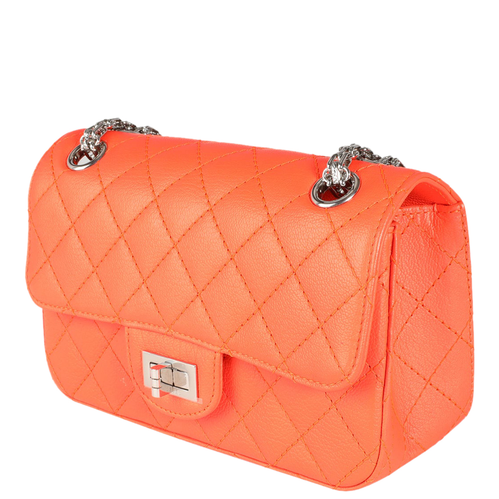 

Chanel Neon Orange Quilted Chévre Leather Reissue 2.55 Bag