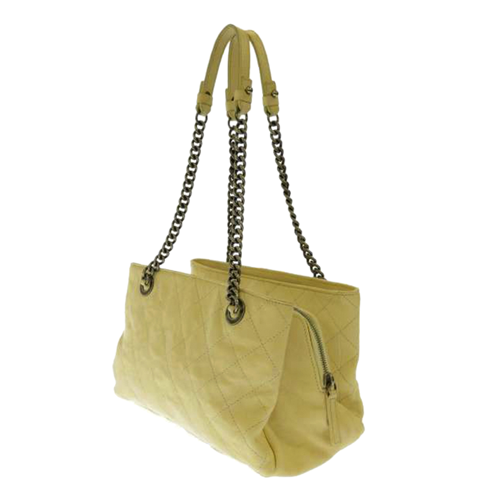 

Chanel Brown/Beige Quilted Caviar Leather Tote Bag