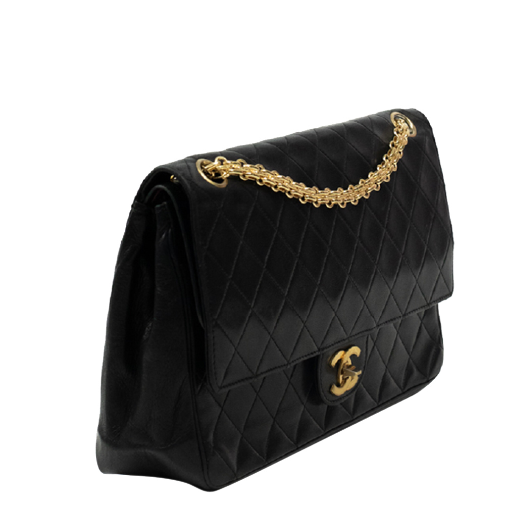 

Chanel Black Leather Vintage Classic Shoulder Bag