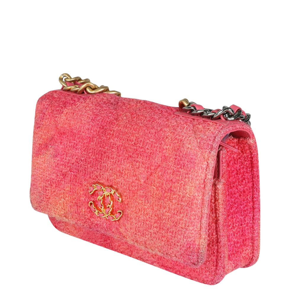 

Chanel Pink Fabric Boucle 19 Wallet on Chain Bag