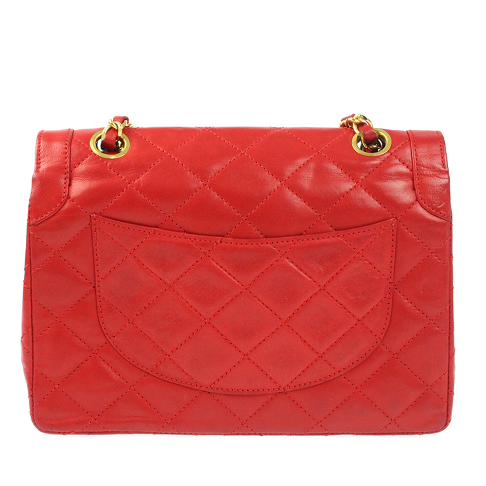 

Chanel Red Leather Vintage Double Flap Bag