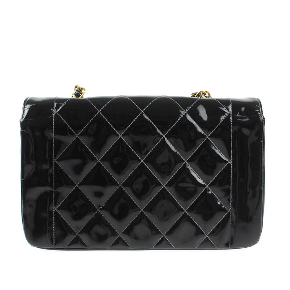 

Chanel Black Patent Leather Diana Flap Bag