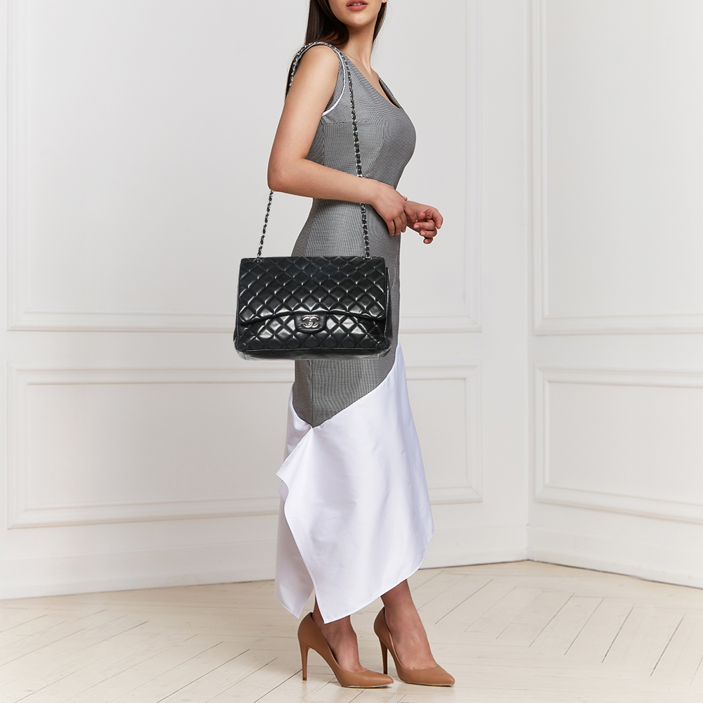 

Chanel Black Quilted Leather Maxi Classic Single Flap Bag