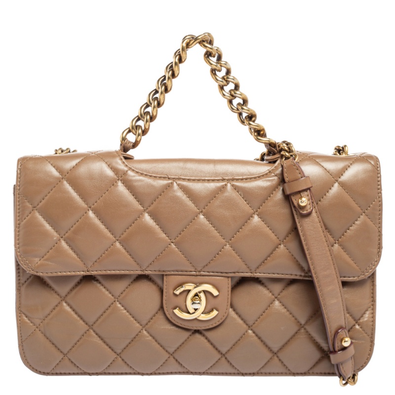 Pre Owned Chanel Brown Leather Large Perfect Edge Flap Bag