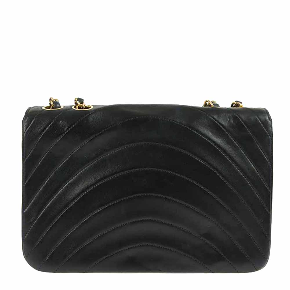 

Chanel Black Leather Vintage Flap Bag