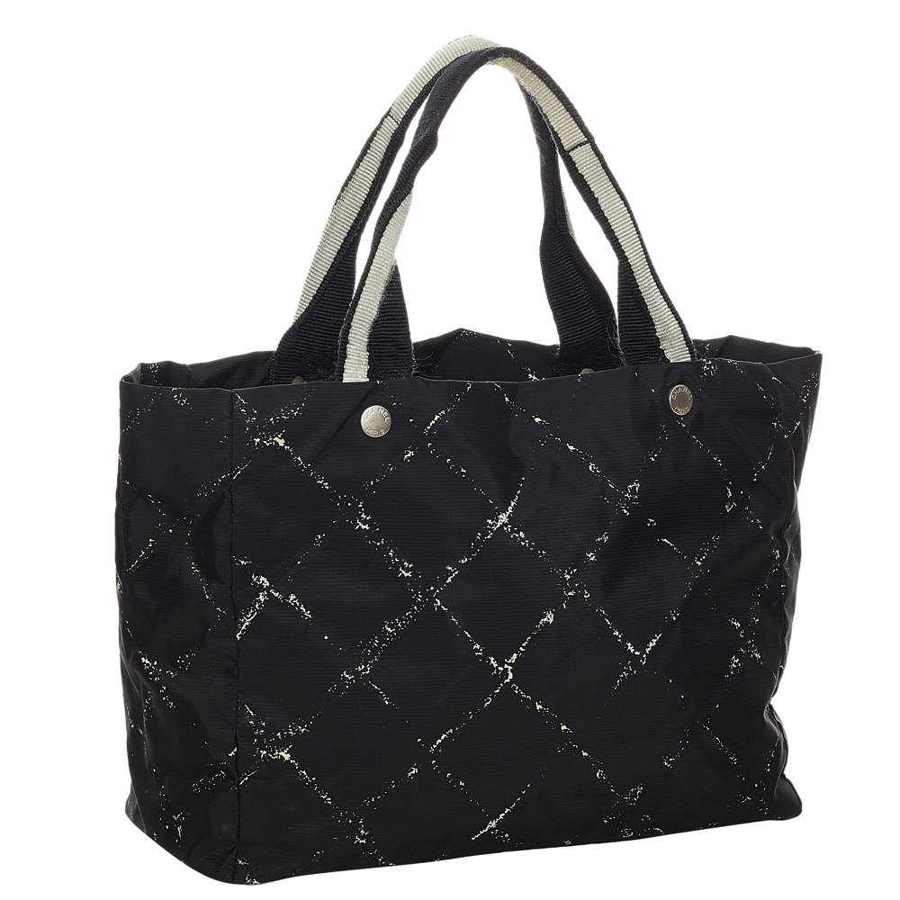 

Chanel Black Nylon Old Travel Line Tote Bag