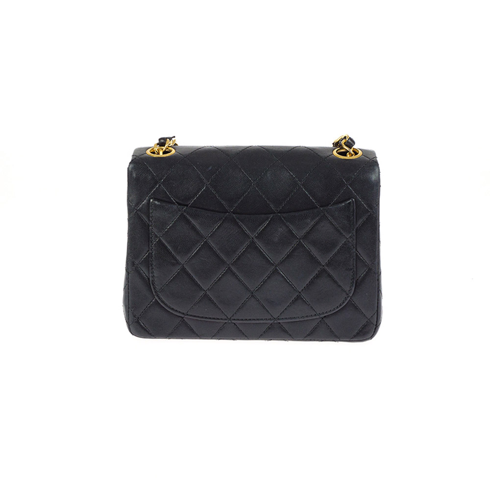 

Chanel Black Leather Classic Square Mini Flap Bag