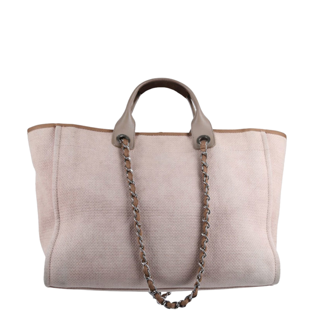 

Chanel Pink Canvas Deauville Large Tote Bag