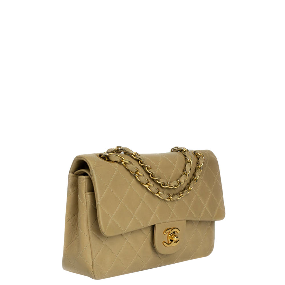 

Chanel Beige Leather Classic Double Flap Bag