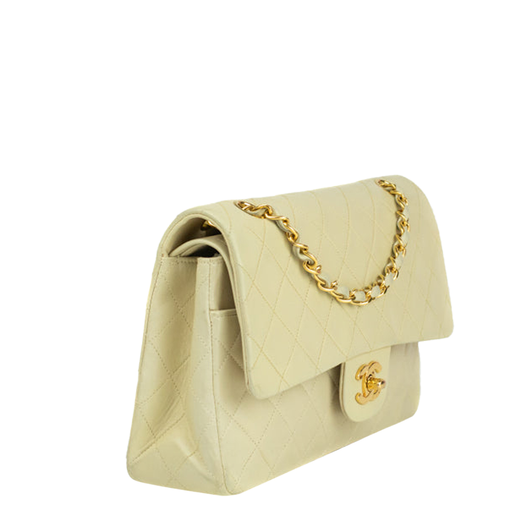 

Chanel Beige Leather Classic Double Flap Bag