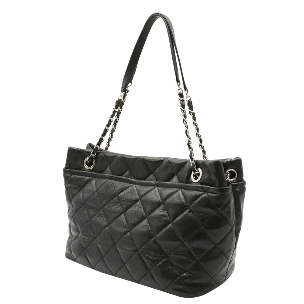 

Chanel Black Caviar Leather Timeless CC Soft Shopping Tote Bag
