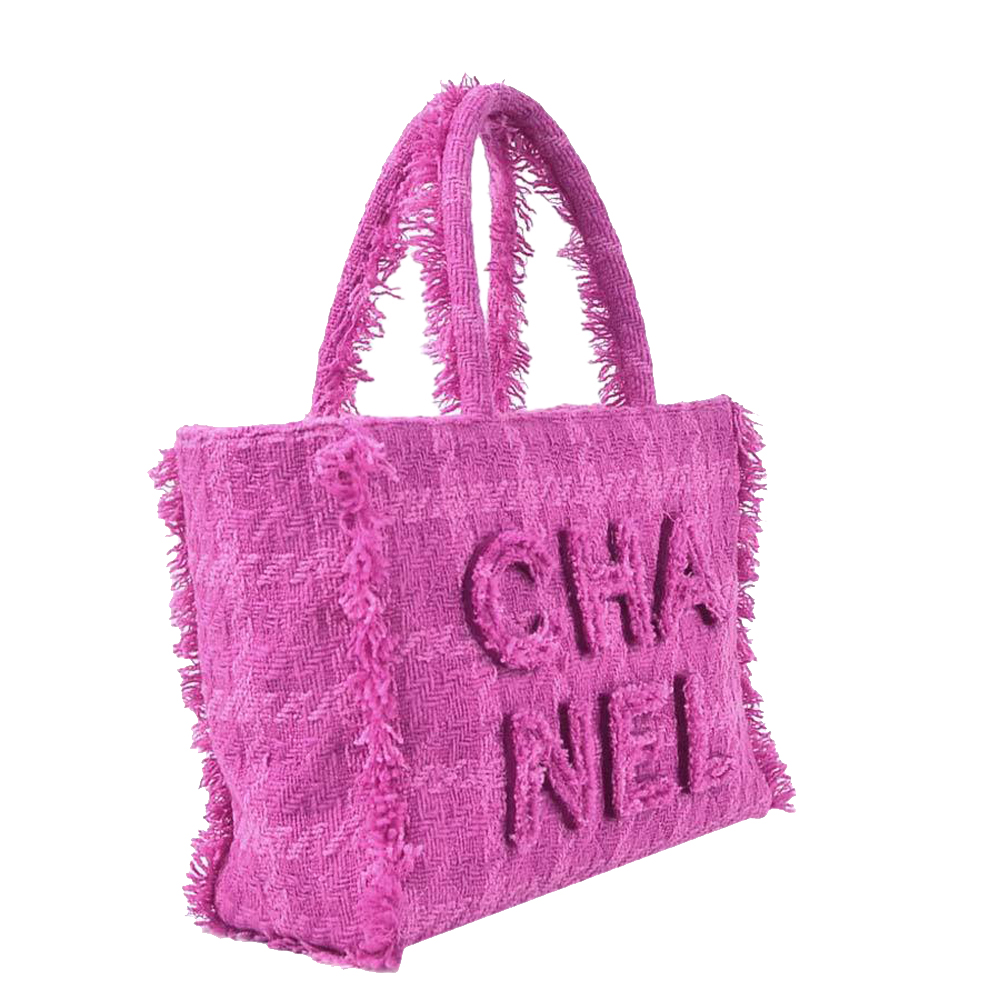 

Chanel Pink Tweed Giant Logo Tote 2019 Shopping Bag