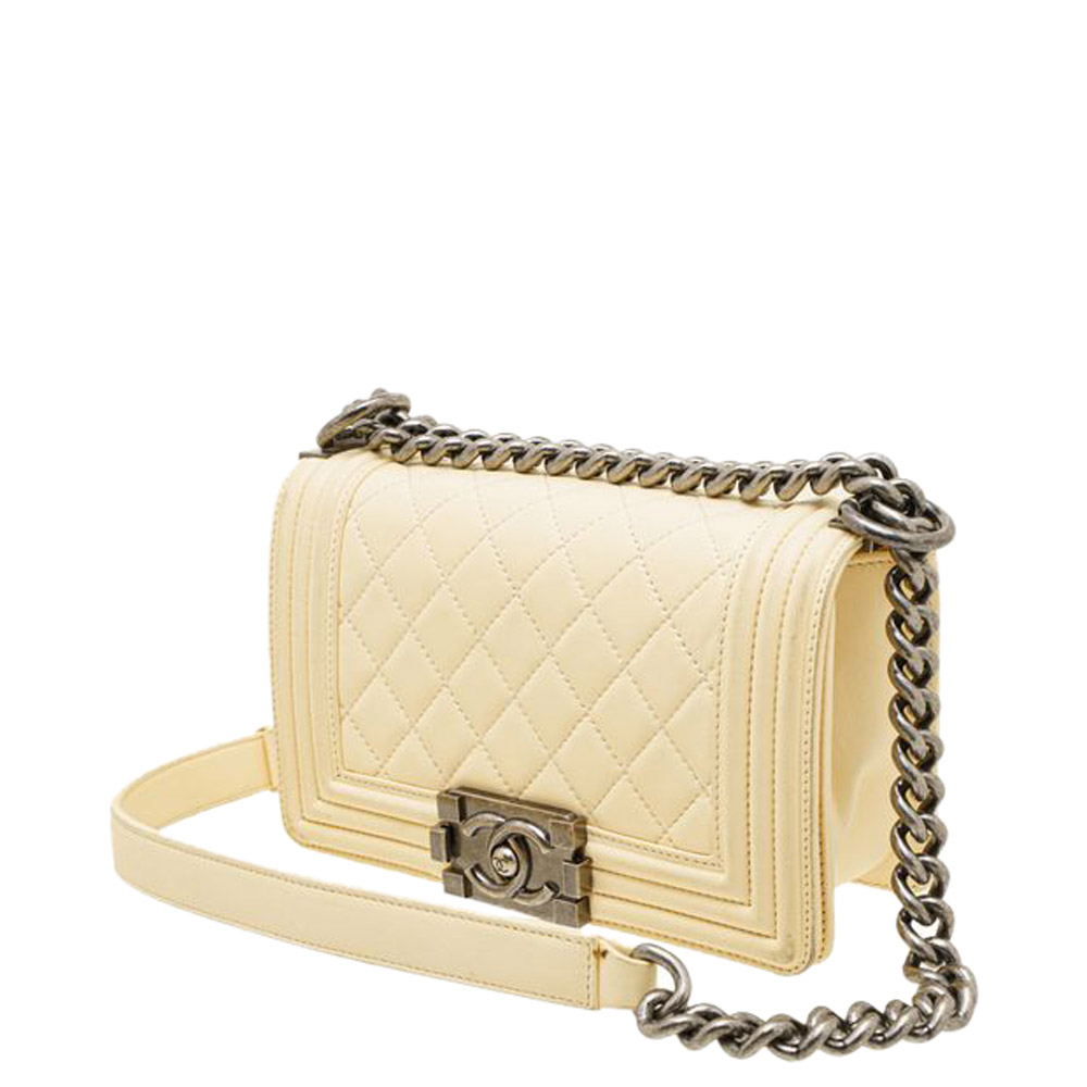 

Chanel Beige Quilted Caviar Leather Boy Small Flap Bag