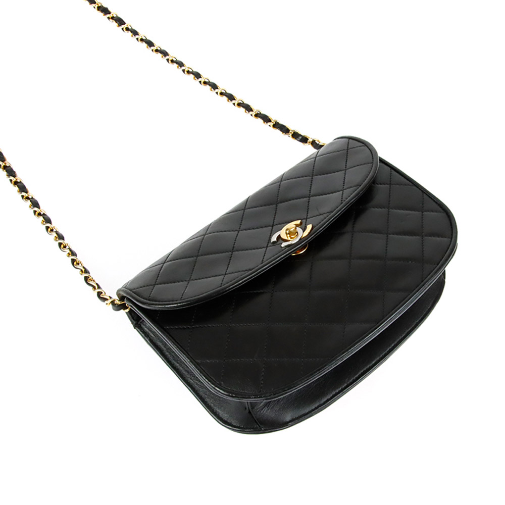

Chanel Black Leather Vintage Flap Bag