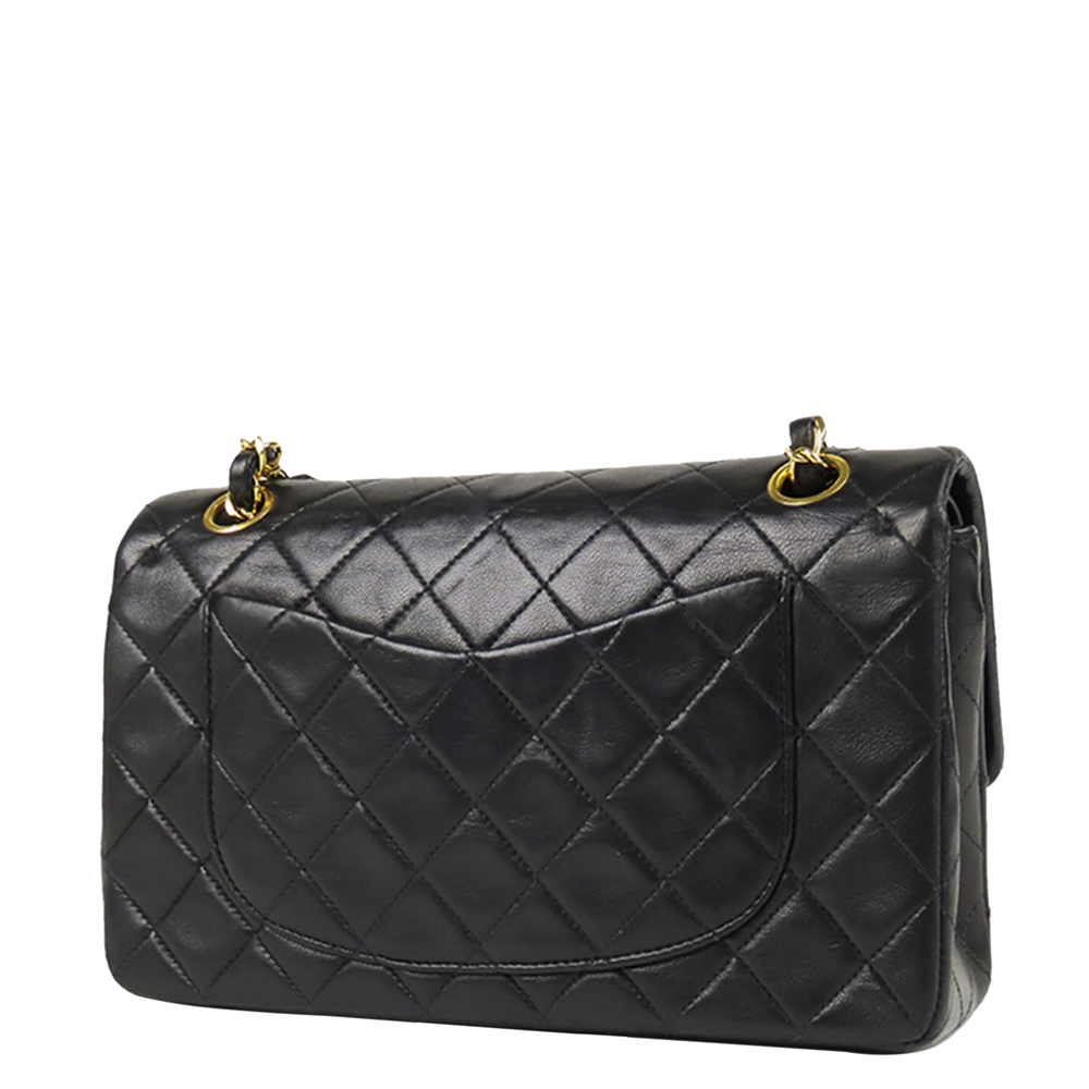 

Chanel Black Lambskin Leather Classic Double Flap Shoulder Bag