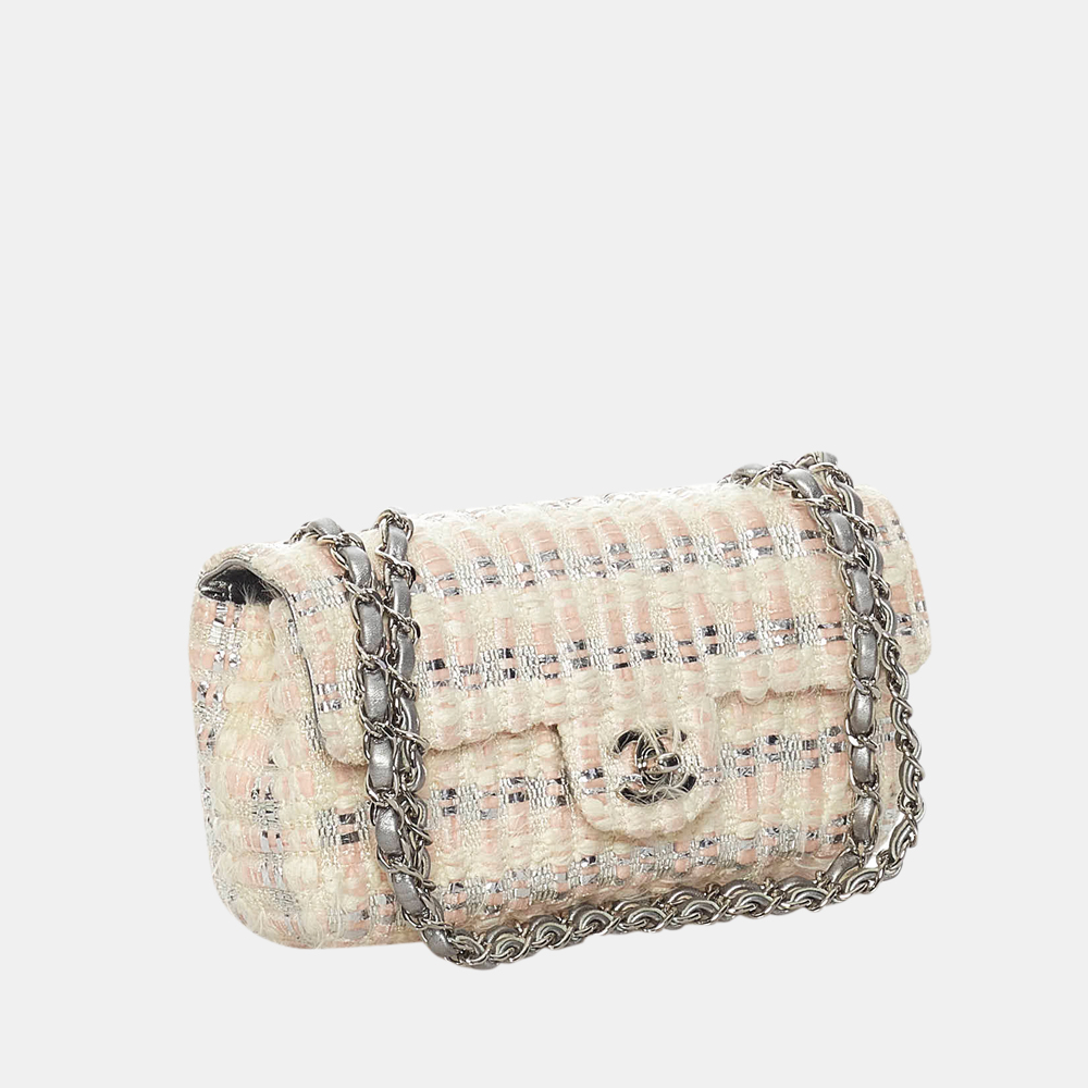 

Chanel Pink/Silver Tweed CC Flap Bag