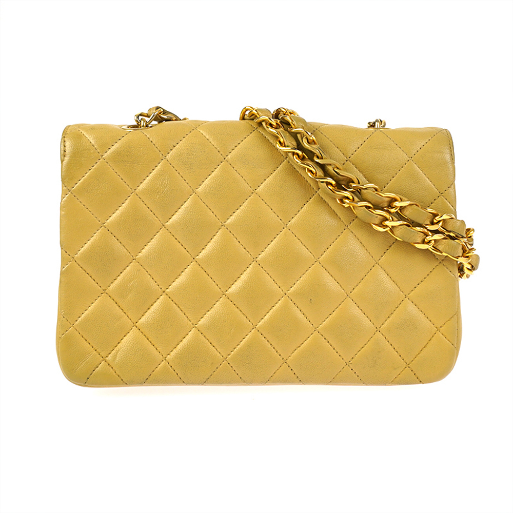 

Chanel Yellow Leather Vintage Flap Bag