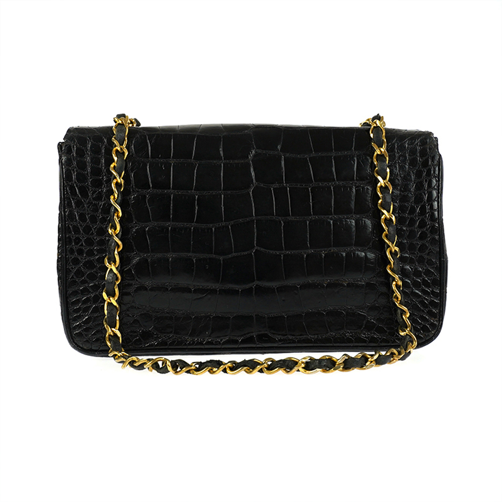 

Chanel Black Crocodile Leather Vintage Flap Bag
