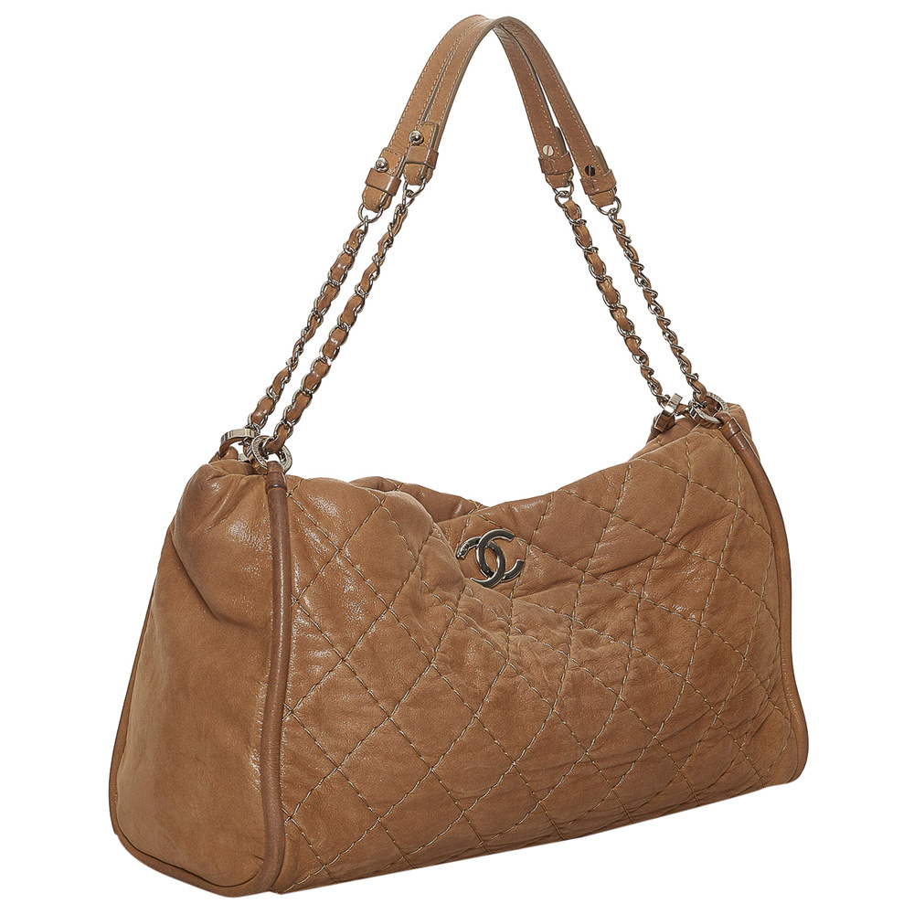 

Chanel Brown Lambskin Leather Matelasse Shoulder Bag