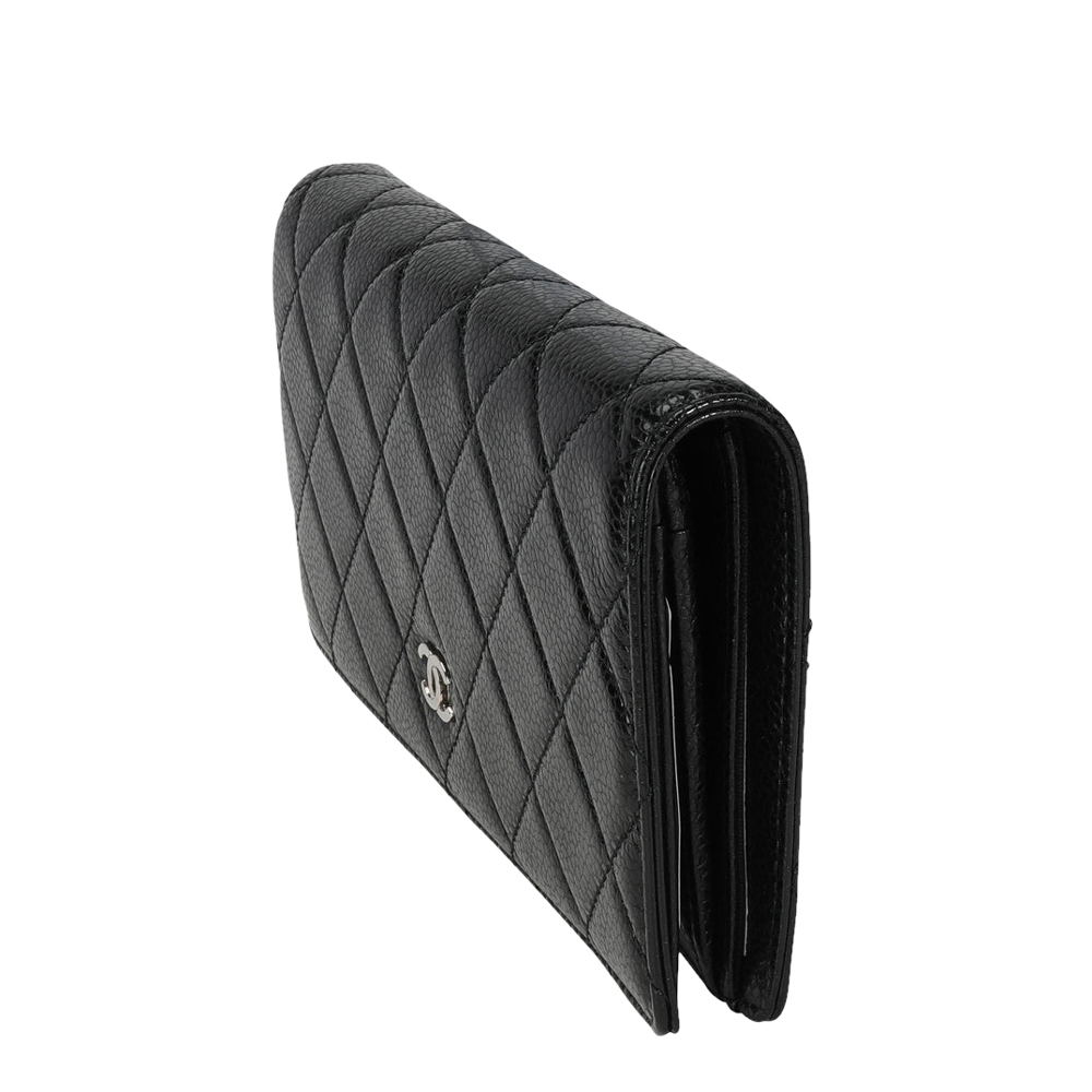 

Chanel Black Quilted Caviar  Yen Wallet