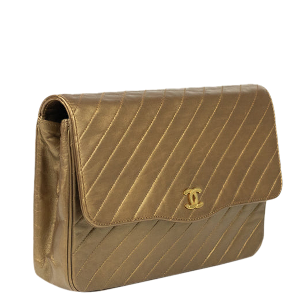 

Chanel Gold Leather Vintage Flap Bag