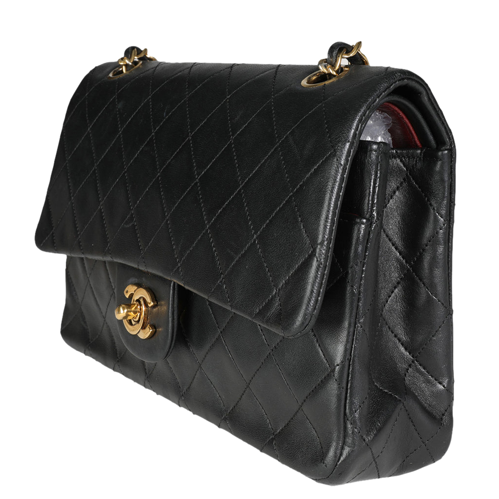 

Chanel Black Quilted Lambskin Leather Vintage Double Flap Bag