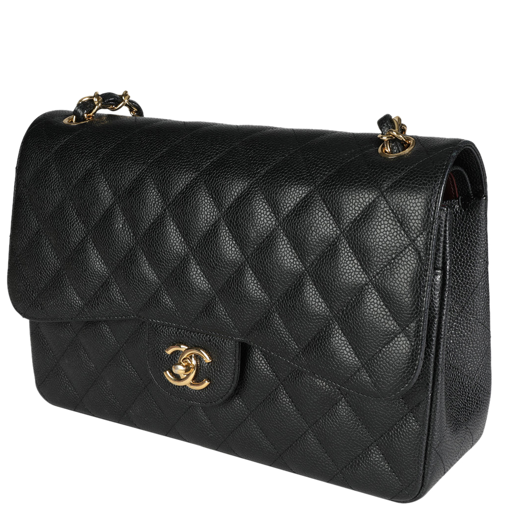 

Chanel Black Quilted Caviar Leather Jumbo Classic Double Flap Bag
