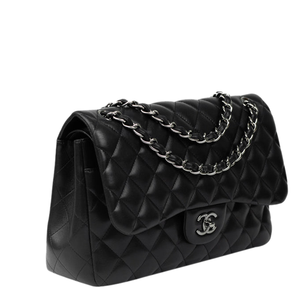

Chanel Black Leather Classic Jumbo Double Flap Bag