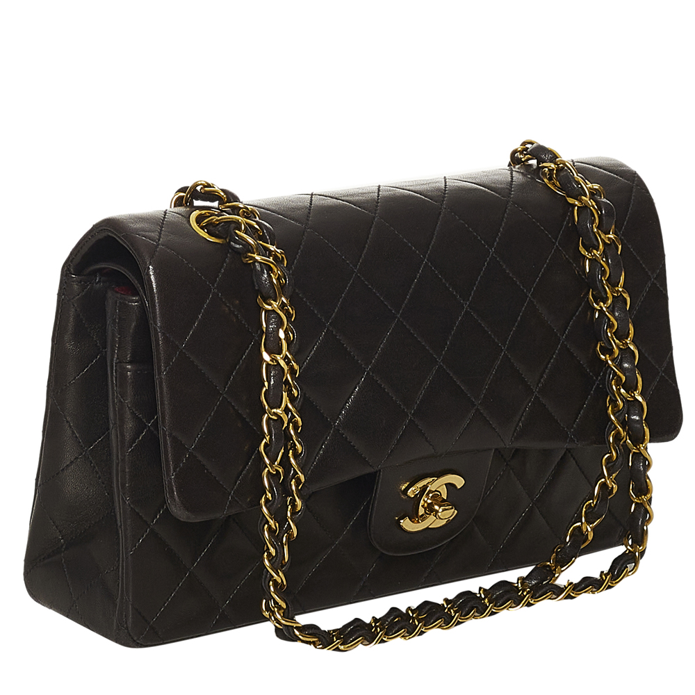 

Chanel Black Lambskin Leather  Classic Double Flap Shoulder Bag