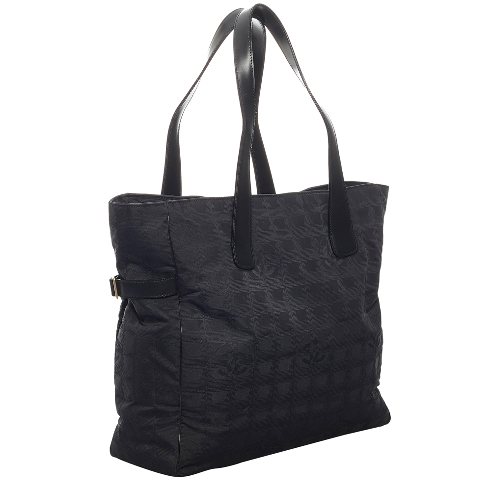 

Chanel Black Nylon Fabric New Travel Line Tote Bag