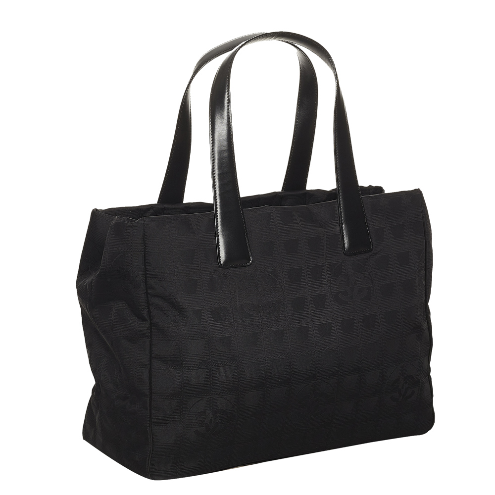 

Chanel Black Nylon Fabric New Travel Line Tote Bag
