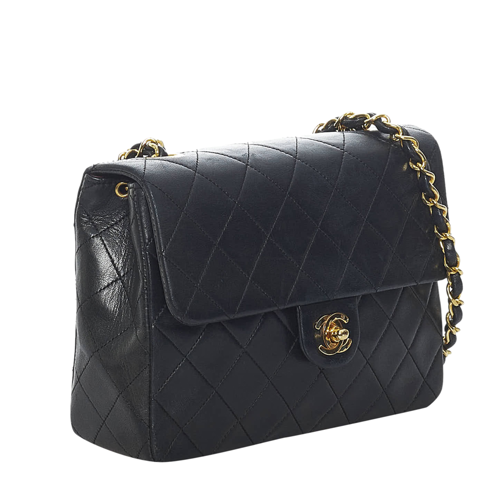 

Chanel Black Lambskin Leather Timeless Double Flap Bag