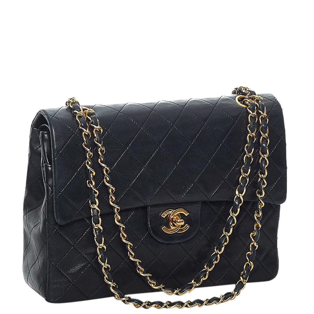 

Chanel Black Lambskin Leather Classic Small Single Flap Bag