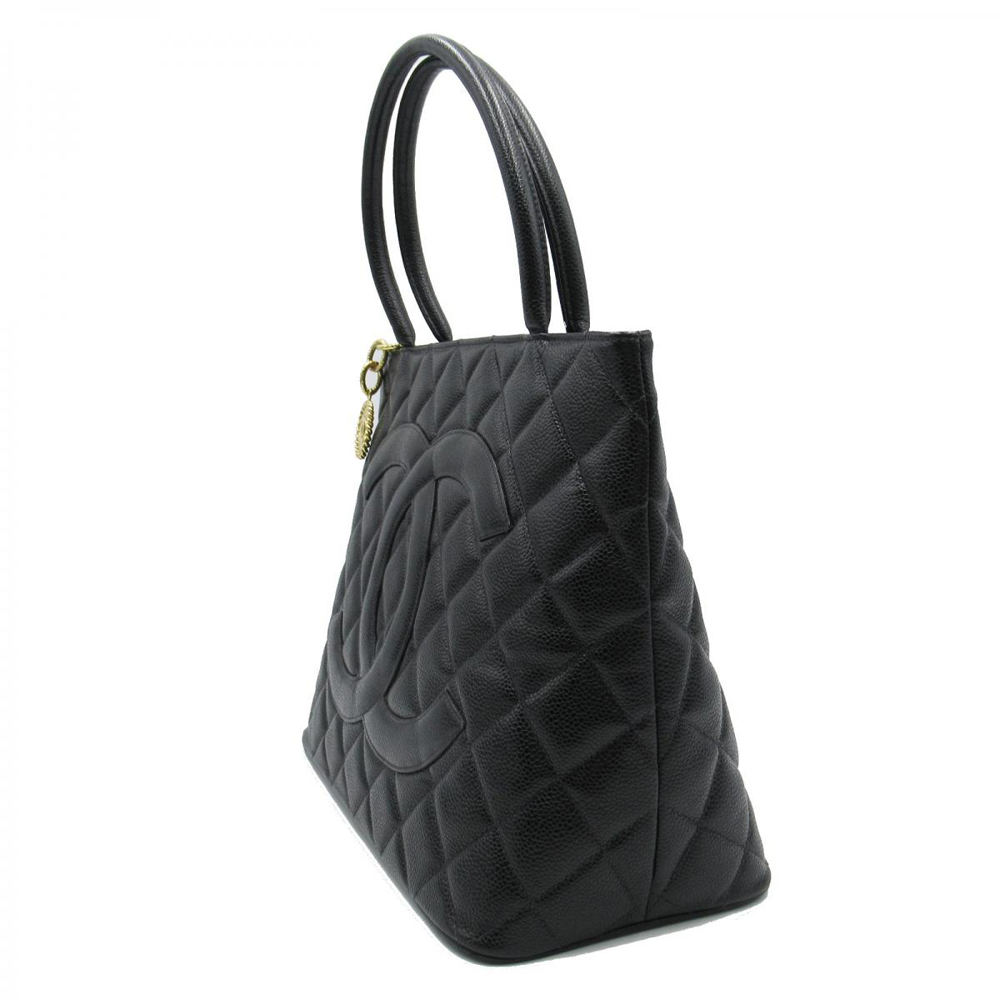

Chanel Black Caviar Leather Medallion Tote Bag