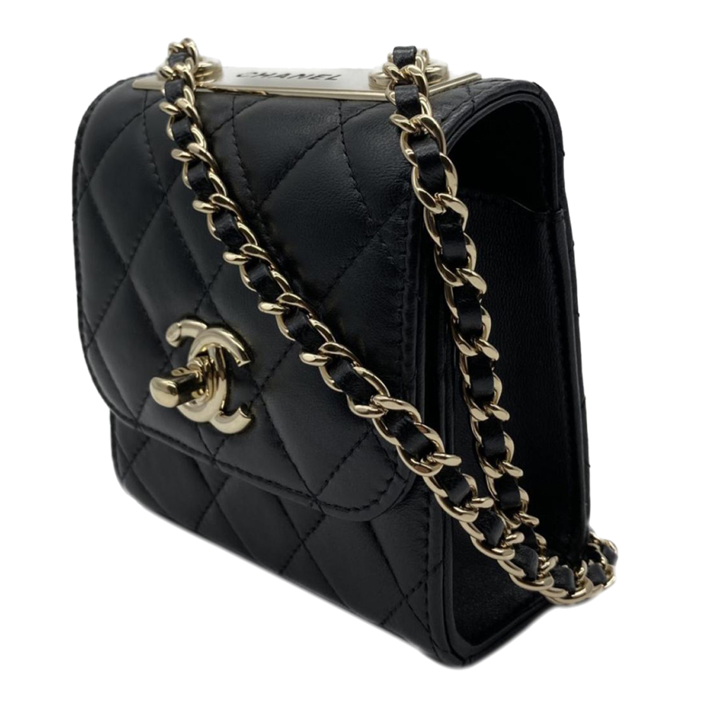 

Chanel Black Leather CC Matelasse Mini Flap Bag