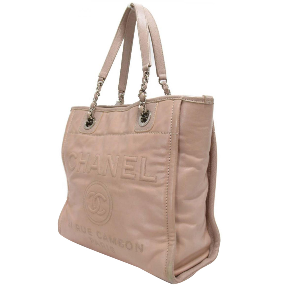 

Chanel Pink Glazed Calfskin Deauville Small Tote Bag