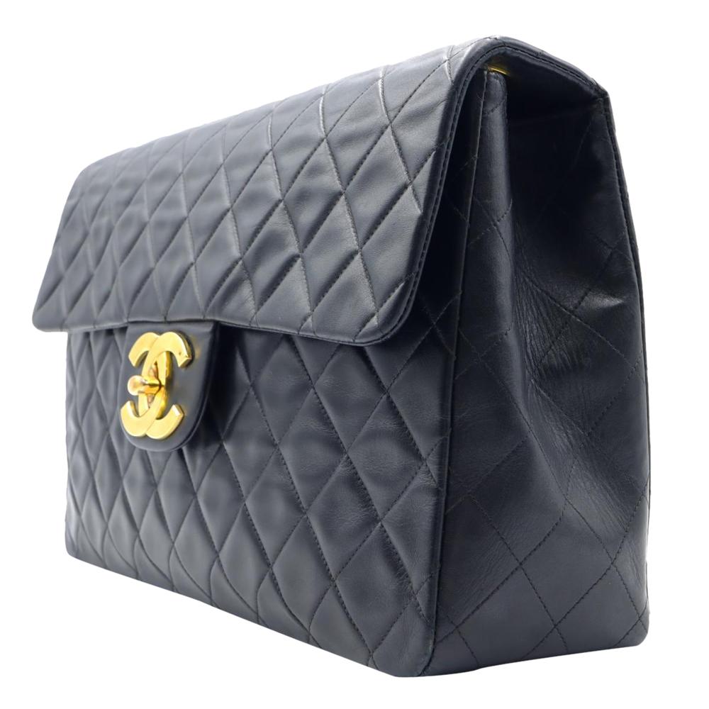 

Chanel Black Leather Maxi Vintage Single Flap Bag