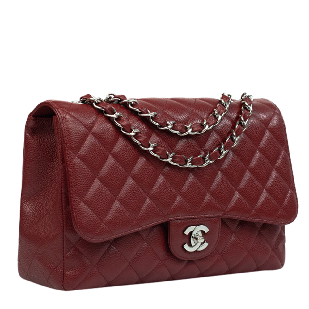 

Chanel Red Leather Classic Jumbo Flap Bag