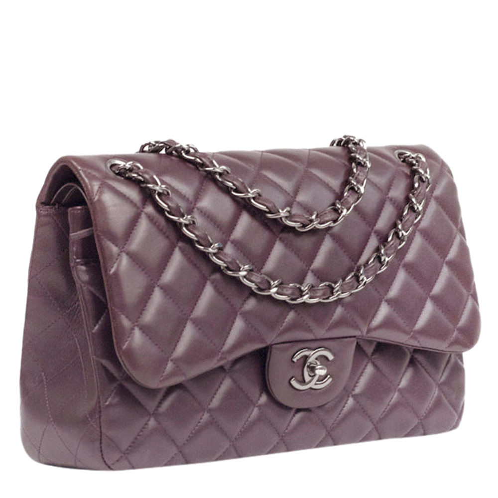 

Chanel Purple Leather Classic Jumbo Double Flap Bag