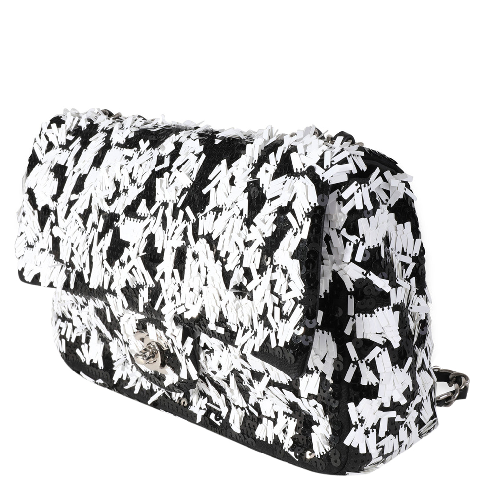 

Chanel Black/White Sequin Medium Limited Edition Single Flap Bag