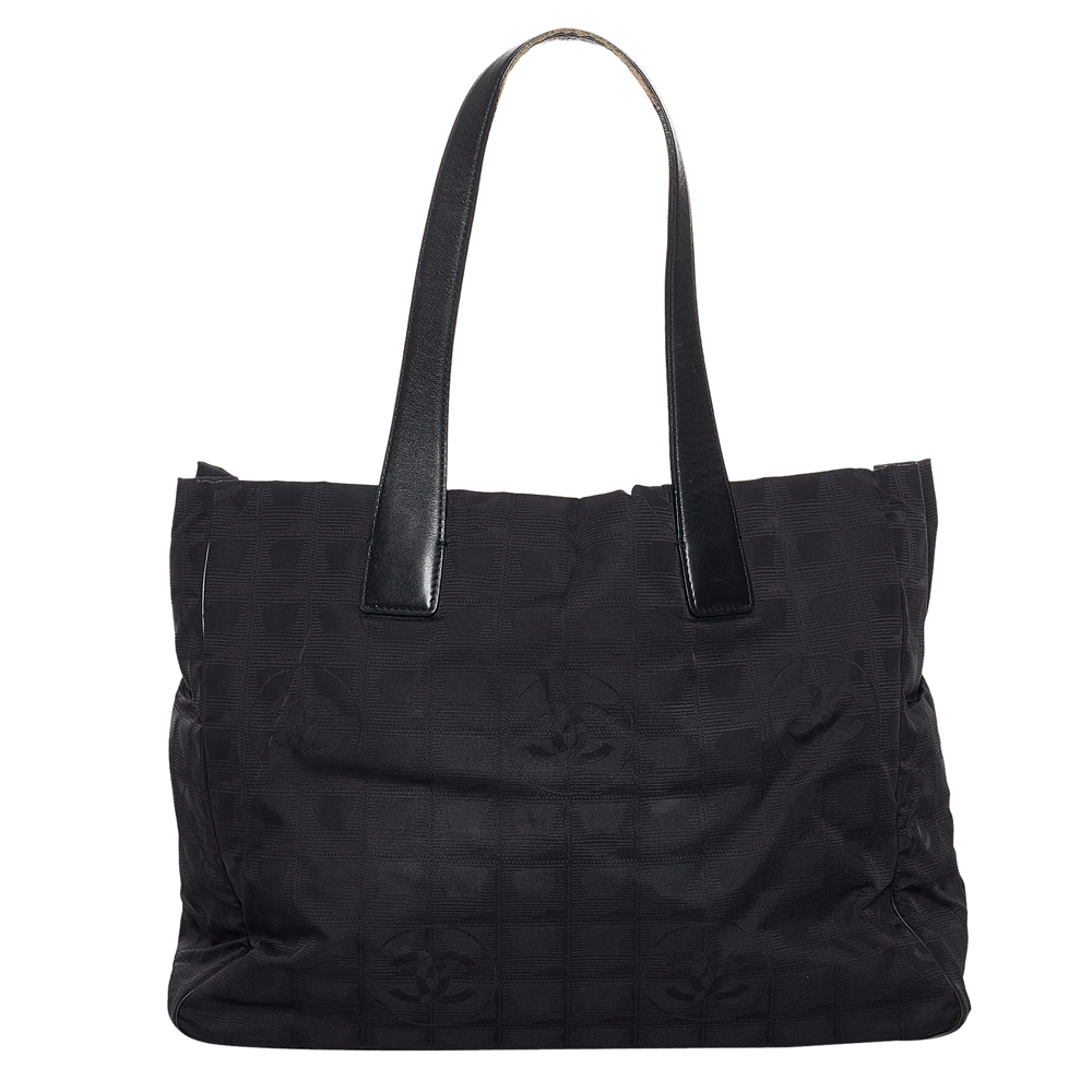 Pre-owned Chanel Black Nylon Travel Line Tote Bag | ModeSens