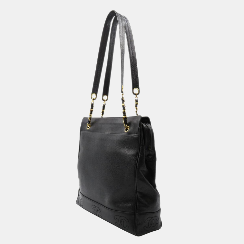 

Chanel Black CC Caviar Leather Tote Bag